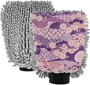 Purple Japanese Zephyr Cherry Blossoms Microfiber Car Wash Mitt Scratch Free Car Washing Glove Car Wash Sponge