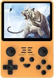 Powkiddy RGB20S Handheld Retro Game Console with Built-in Games,3.5 Inch IPS Screen Game Player (128G 20000 Games Yellow)