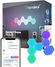 Nanoleaf Shapes WiFi and Thread Smart RGBW 16M+ Color LED Dimmable Gaming and Home Decor Wall Lights Starter Kit Hexagons 7 Pack
