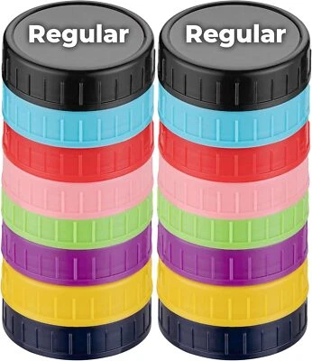 Plastic Canning Lids for Mason Jars (16 Pcs 70 mm, Multicolored