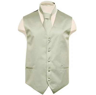 New Brand Q Formal Men's Vest tuxedo waistcoat & Necktie Silver wedding prom
