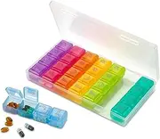 Weekly Pill Organizer - 4 Compartment Am/pm Pill Box, 7 Day Large Travel Medication Dispenser Case for Vitamins and Medicines by MEDca