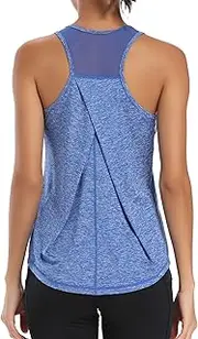 [Aeuui] Womens Workout Tops for Women Racerback Tank Tops Mesh Yoga Shirts Athletic Running Tank Tops Sleeveless Gym Clothes