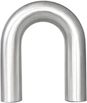 63mm (2.5") OD 180 Degree Elbow 2.5 Inch Aluminum Intercooler Pipe Air Intake Tube, 1.5D Radius, Center to Center Distance 7.5" (190.5mm), Brushed Finish