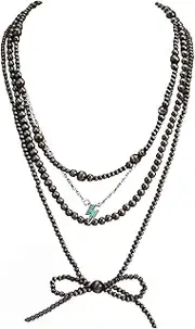 [Yewkit] Navajo Pearl Bow Necklace for Women Western Jewelry Navajo Pearl Turquoise Necklaces Jewelry