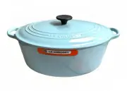 Le Creuset 6.75 Qt Cast Iron Oval Dutch Oven #31 Mineral Light Sky Blue RARE