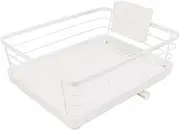 Dish Drying Rack,White Iron Rust Resistance Anti Slip Dish Drainers with Draining Tray Dish Racks for Kitchen Counter(Large)