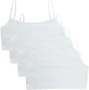 [Eforcase] 4PCS Girls’ Training Bra Girls Lace Cotton Training Bras Breathable Sports Cami Bras Strap Bralette,Aged 8-14