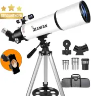 80mm Aperture 600mm Refracting Telescope with Tripod Phone Adapter & Bag Adults