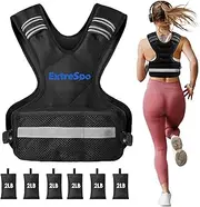 ExtreSpo Adjustable Weighted Vest for Women and Men, 11-20lb/20-32lb Weight Vest with 6 Ironsand Weights, Body Weight Vest Exercise Set with Reflective Strip for Strength Training and Workout