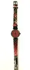 NEW ANNE KLEIN BLACK TONE,DARK RED DIAL,SNAKE PRINT LEATHER BAND,WATCH 10/9443