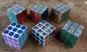 6 LAZER MAGIC CUBES - 3X3 HOLOGRAPHIC LASER BRAINTEASER PUZZLE CUBE 4 SEALED