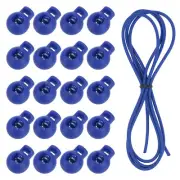 20 Pcs Single Hole Cord Locks with Elastic Cord, Sapphire Blue