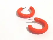 Orange Vintage Lucite Tube Hoop Earrings