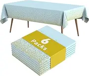 Fantastshop Plastic Tablecloths Disposable - 6 Packs 54 x 108 inch. Light Blue and Gold Rectangle Table Cloths - Gold Dot Waterproof Table Cover for Birthday, Wedding Decoration, BBQ, Parties.