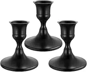 Black Taper Candle Holders Set of 3, Vintage Metal Candlestick Holders for Dinner Room Table Centerpiece or Mantel Wedding Party Decor