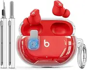 【Clear White】 Compatible Beats Studio Buds/Studio Buds Plus Case Cover Clear 2021/2023 with Cleaner Kit,Soft TPU Protective Case for New Beats Studio Buds+ with Keychain for Women Men Girls Kids,