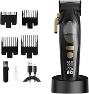 Black,Professional Hair Clippers for Men, Cordless Rechargeable Hair Trimmer Powerful Beard Trimmer Hair Cutting Grooming Tool with LED Display, for Mens Gifts