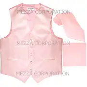 New Men's Vesuvio Napoli Tuxedo Vest Necktie Hankie set prom party Pink
