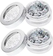 HONMEET Unique Nail Glitters 2 Bottles Set Nail Sequins for Manicure Accessories Makeup