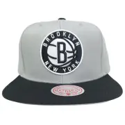Brooklyn Nets Mitchell & Ness NBA Snapback Cap Hat 3D Logo Gray Black NWT
