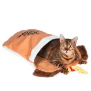 The Grinch Max Cat Tunnel Hiding Toy Brown Crinkle Thrash Plush Pocket New