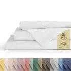 100% Cotton Percale Sheets King Size, White, Deep Pocket, 4 Pieces Sheet Set ...