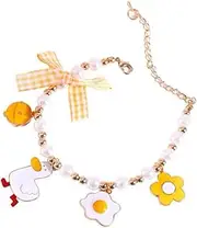 BUGUUYO Pet Necklace Charms Bow Hello Birthday Card Hello Skincare Cute Dog Cat Bell Pets Puppy Plush Choker Necklaces for Costume Jewelry Kitten Collar Small Pet Collar Resin Yellow