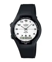 Casio Analog-Digital Alarm Chrono Dual Time White Dial AW-90H-7BVDF Mens Watch