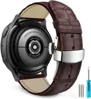 22mm Leather Strap Crocodile Section Pattern with Butterfly Clasp Compatible