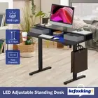 Electric Standing Desk Computer Sit Stand Up Table LED Drawers Height Adjustable