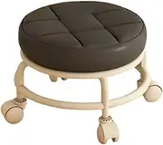 Low Rolling Stool Low Roller Seat Sturdy Adults Child with Swivel Caster PU Leather for Bedroom Apartment Kitchen Playroom, Black