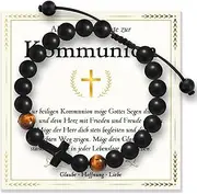 wynn's Gifts for Christening Confirmation Communion Confirmation for Boys Cross Bracelet for Boy Godson Son Grandson Nephew from Dad Mum Godfather Grandparents with Gift Box