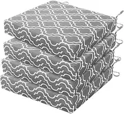 HARBOREST Outdoor Chair Cushions Set of 4 - Square Corner Waterproof Outdoor Cushions for Patio Furniture - Patio Furniture Cushions with Ties, 18.5"x16"x3", Grey Geometry