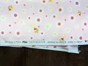 1.5 Yd/44" 100%cotton LECIEN/JAPAN Pink Barkcloth Fab w/"Bees-White Daisies" NEW