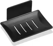 (NEWW)Lancher 2-Pack Soap Rack Adhesive Soap Dish (No Dirlling Required) Soap Holder Aluminum Soap Tray Bath Rack -Black