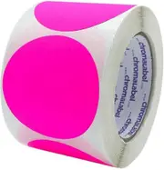 2 Inch Round Removable Color-coded Dot Stickers, 500 Stickers Per Roll, Suitable for Various Uses, Dark Blue Fluorescent Pink