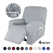 4 Pieces 1 Seat Stretch Recliner Covers Armchair Covers Living Room Slipcovers