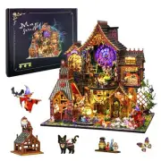 DIY Miniature House Kit Magic Forest, Mini Doll House Building Kit with LED