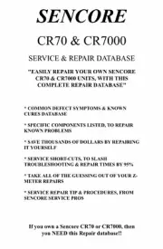 SENCORE CR7000 & CR70 (SERVICE & REPAIR DATABASE) Symptoms&Cures, Precise Detail