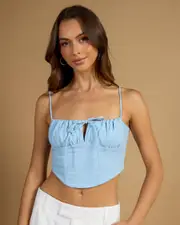 [Mooloola] Mooloola Women's Arabella Top in Light Blue Size 6 6 Light Blue