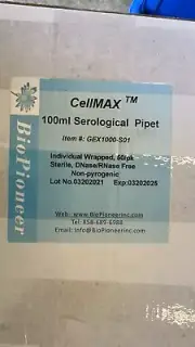 CellMAX 100mL Serological Pipet, 50/pk GEX1000-S01