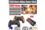 256GB 2025 NEW 8K HDMI Video Game Stick Console 55000+ 2 Wireless Controller