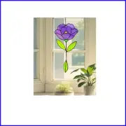 Handmade Stained Glass Flower Suncatchers - Exquisite Window Decor in Purple