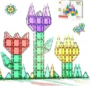 30pc Magnetic Tile Building Block Set Construction Magnet Tiles Toy Blocks STEM Educational Learning Kit Toddler Preschool Games Rocket Playset Toys Unlimited Creation Boys Girls age 3 and up