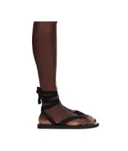 ribbon-tie flat sandals 40 black