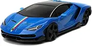 Lamborghini Centenario Blue with Black Top with Stripes Hyper-Spec Series 1/24 Diecast Model Car by Jada 32714