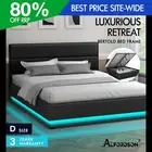 ALFORDSON Bed Frame Double Size Platform RGB LED Gas Lift Base Storage Charcoal