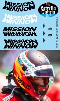 1/2 Decals for Mission Winnow Decals X Helmet Casco Carlos Sainz F1 2021 TBD669