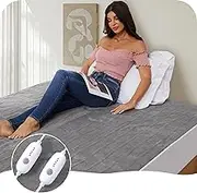 Heated Mattress Pad King Size 78"x80", 5 Heating Levels Dual Control with 10 Hours Auto-Off, Cozy Coral Fleece, Warming Bed and Fast Heating, Grey
